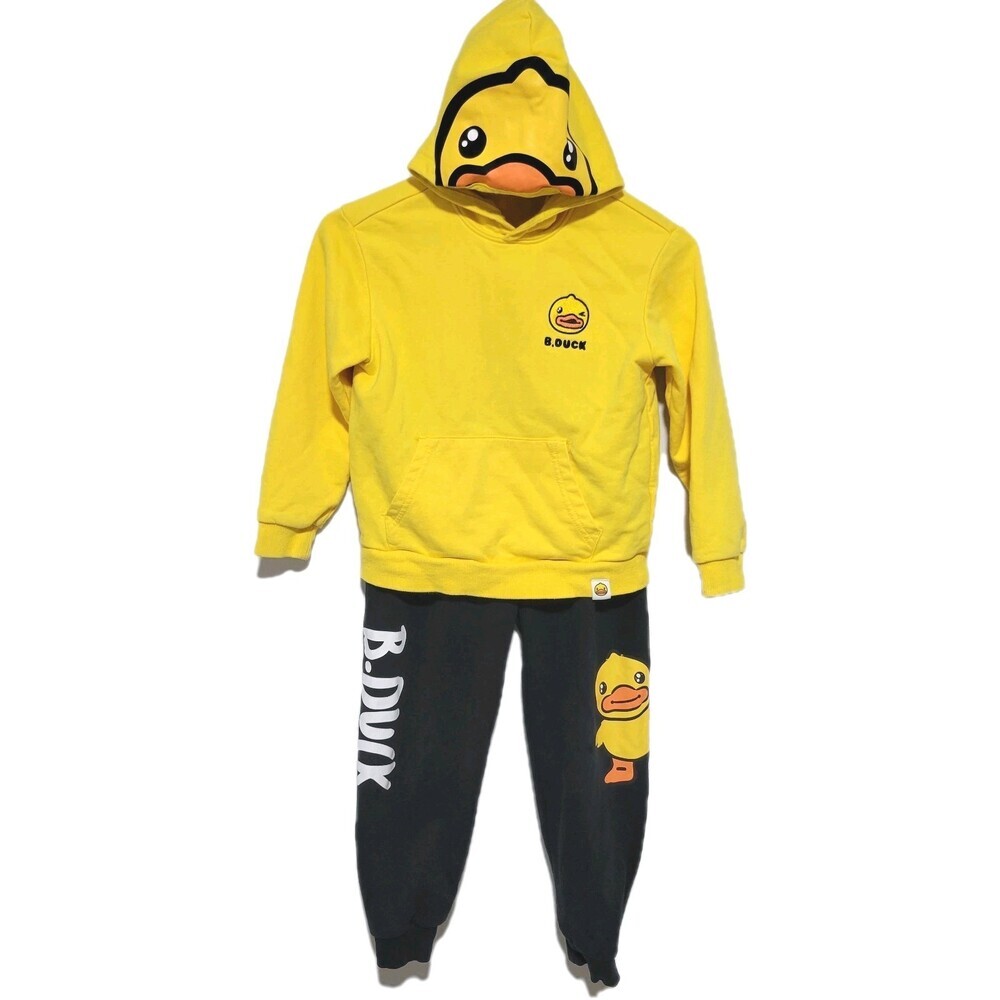 B. Duck Hoodie & Sweat Pants Set 8 Children's Size Yellow Black Kangaroo Pocket